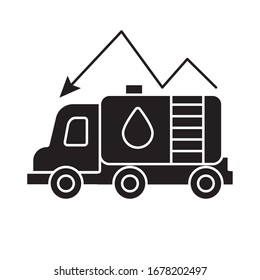 oil truck with arrow flat style vector illustration design