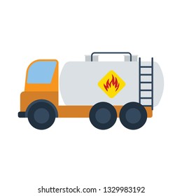 Oil truck icon. Flat color design. Vector illustration.