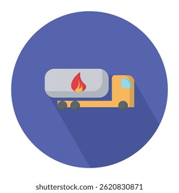 Oil truck icon vector, gasoline tanker, gasoline transportation symbol vector design illustration. 