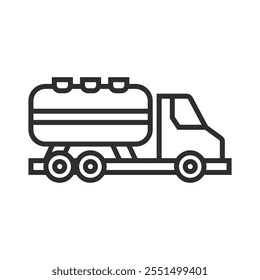 Oil truck outline icon, editable vector illustration and transparent graphic element. Isolated on white background