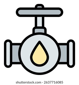Oil valve icon flat line style illustration representing flow control in pipelines, suitable for oil and gas, industrial, and engineering-related projects