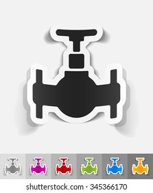 oil valve paper sticker with shadow. Vector illustration