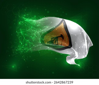 oil, vector 3d flag on green background and numbers