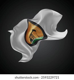 oil, vector 3d flag with waves on a black background