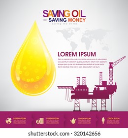 Oil Vector Concept Saving Oil Saving Money