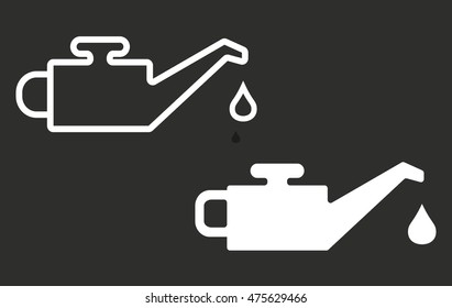 Oil vector icon. White illustration isolated on black background for graphic and web design.