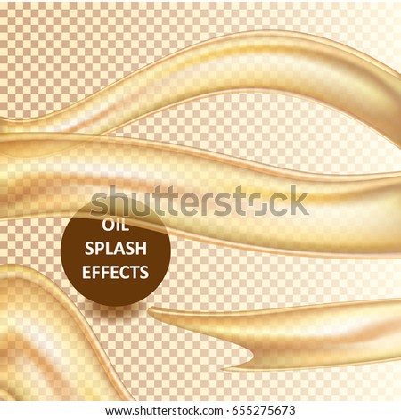 Oil vector realistic splashes on transparent background.