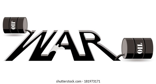 oil war concept, spilled oil make word war