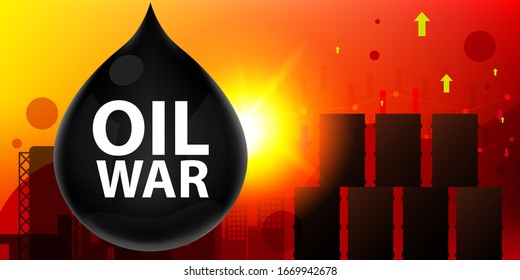 Oil War Vector Concept Silhouette Background