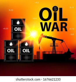 Oil War Vector Concept Silhouette Background