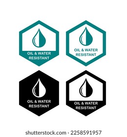 Oil and water resistant logo vector badge. Suitable for product label