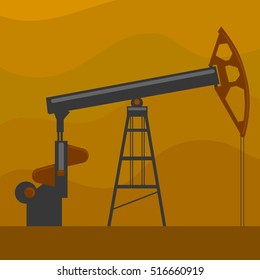 Oil Well. Flat Hand Drawn Cartoon Vector Illustration