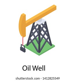 
Oil well icon in isometric vector 
