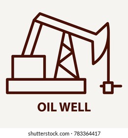 Oil well icon in linear style. Oil well logo template. Vector illustration.