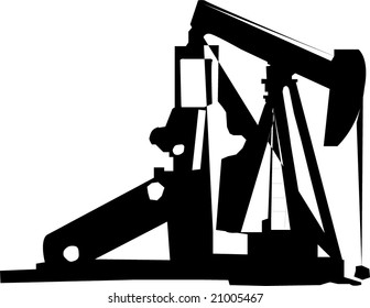 Oil Well Pump Silhouette Vector over a white background