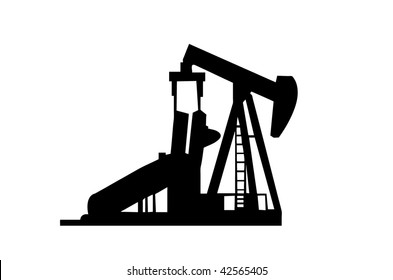 Oil Well Silhouette isolated on a white background.
