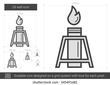 Oil well vector line icon isolated on white background. Oil well line icon for infographic, website or app. Scalable icon designed on a grid system.