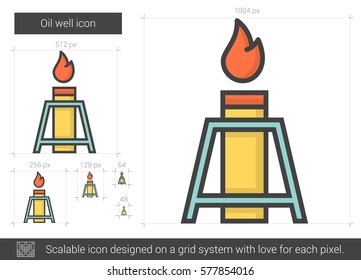 Oil well vector line icon isolated on white background. Oil well line icon for infographic, website or app. Scalable icon designed on a grid system.