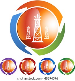 Oil Well web button isolated on a background.