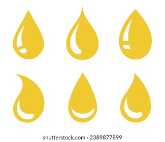 oil yellow drops and droplet set silhouette icons