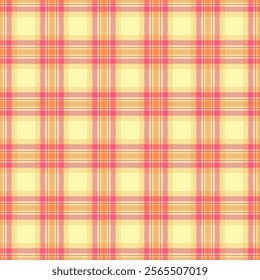 Oilcloth fabric background vector, minimalist check tartan textile. Festive seamless texture pattern plaid in yellow and red colors palette.