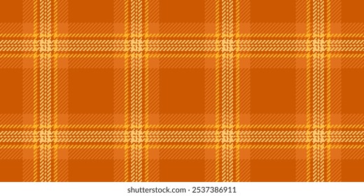 Tartan de tecido de vetor de oleaginosas, padrão de textura de maquete sem emenda. Handkerchief tecido xadrez fundo de verificação em cor laranja e âmbar paleta de cores.