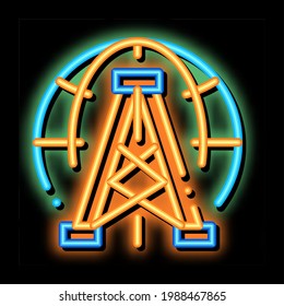 Oil-Derrick Planet Problem neon light sign vector. Glowing bright icon transparent symbol illustration