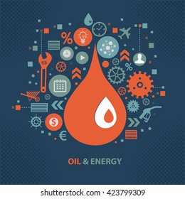 Oil,energy concept design on dark background,vector