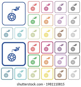 Oiler can and bearings color flat icons in rounded square frames. Thin and thick versions included.