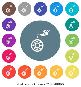 La lata de aceitunas y los iconos blancos planos sobre fondo de color redondo. Se incluyen 17 variaciones de color de fondo.