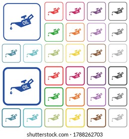 Iconos planos de color oiler en marcos cuadrados redondeados. Se incluyen versiones delgadas y gruesas.