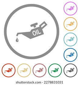 Oiler flat color icons in round outlines on white background