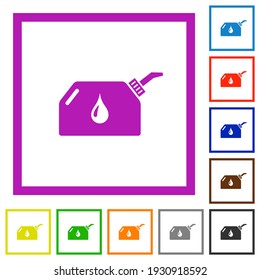 Oiler flat color icons in square frames on white background