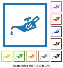 Oiler flat color icons in square frames on white background