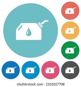 Oiler flat white icons on round color backgrounds