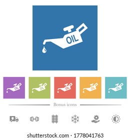 Oiler flat white icons in square backgrounds. 6 bonus icons included.