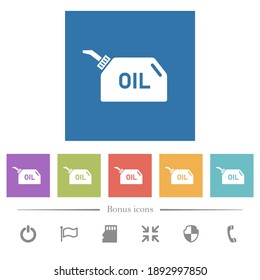 Oiler flat white icons in square backgrounds. 6 bonus icons included.