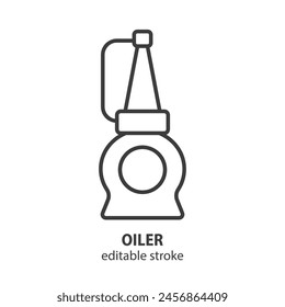 Oiler line icon. Sewing machine oiler symbol. Editable stroke. Vector illustration.