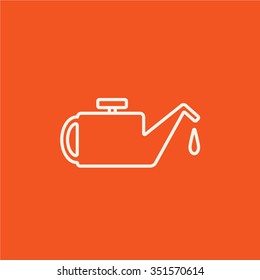 Oiler line icon for web, mobile and infographics. Vector white icon isolated on red background.