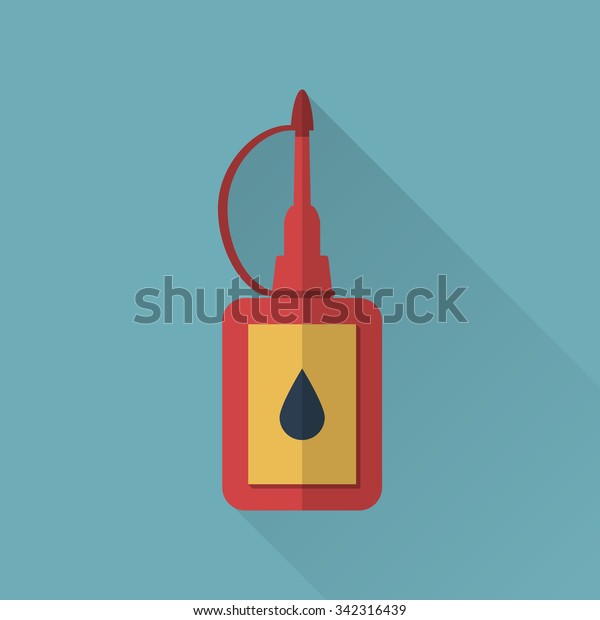 Oiler with lubricating oil. Icon in flat\
design with long shadow. Vector\
illustration
