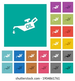 Iconos planos multicolores de aceites en fondos cuadrados simples. Se incluyeron variaciones de iconos blancos y oscuros para efectos de movimiento o activos.