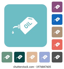 Oiler with oil drop white flat icons on color rounded square backgrounds
