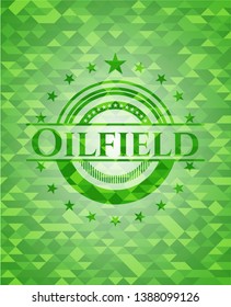 Oilfield Green Mosaic Emblem. Vector Illustration. Detailed.