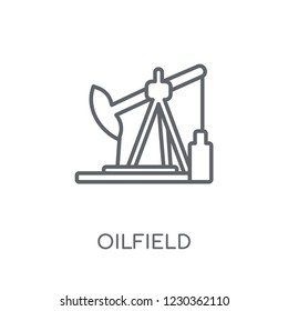 Oilfield linear icon. Modern outline Oilfield logo concept on white background from Industry collection. Suitable for use on web apps, mobile apps and print media.