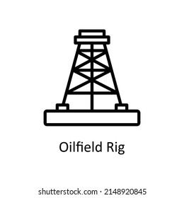 Oilfield Rig vector outline icon for web isolated on white background EPS 10 file