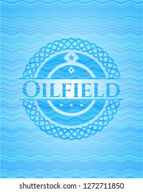 Oilfield sky blue water badge background.