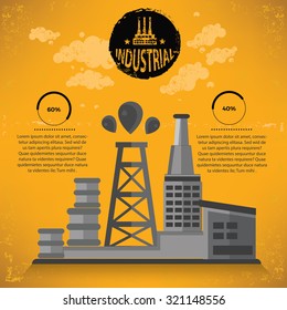 Oil,industry design on yellow background,grunge vector