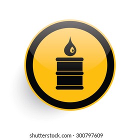Oil,industry icon on yellow button background,clean vector