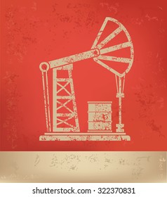 Oil,industry on red background,poster grunge design