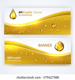 Oily drop wave background, set of banners